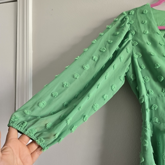 Versona Green Floral Textured Dress S - Picture 3 of 8